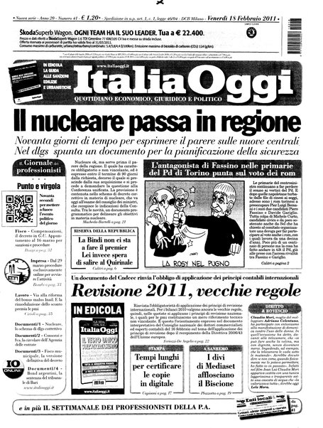 Italia oggi : quotidiano di economia finanza e politica